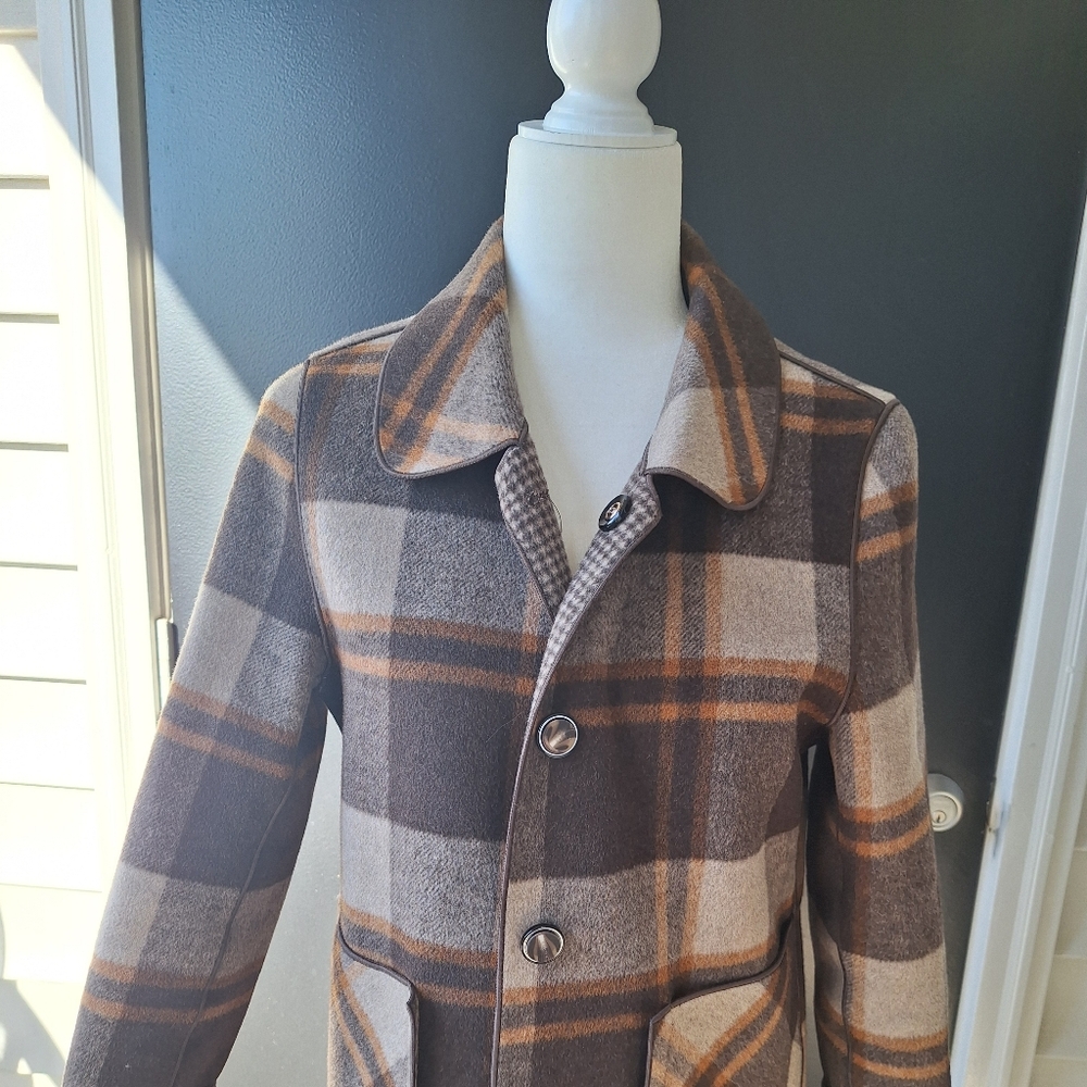 Plaid Brown Women Reversible Jacket